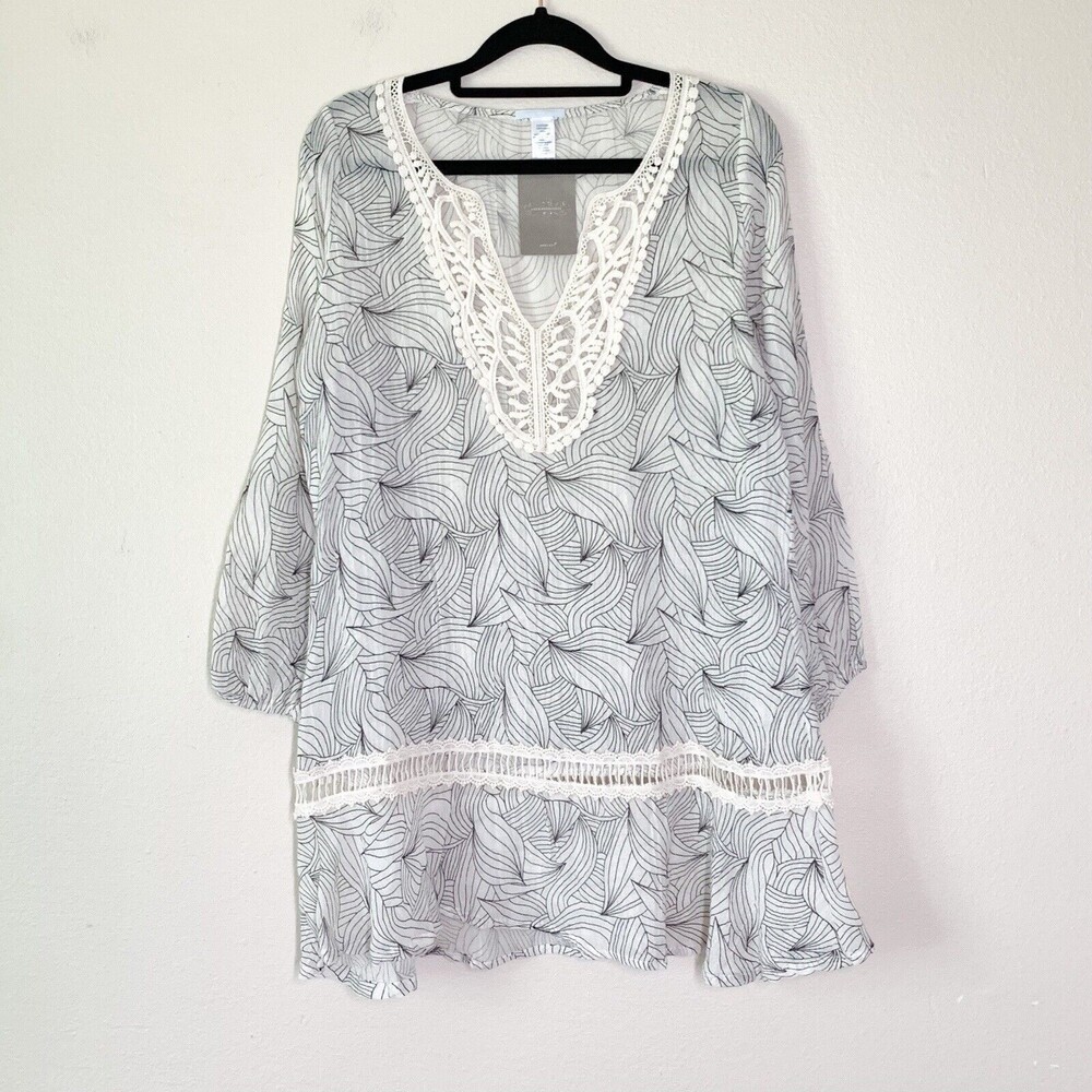 Eberjey Anthropologie Sea Leaves Nayalya Dress S / M Petite Swim Coverup Cotton